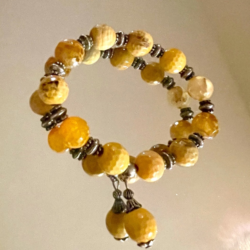 Yellow and silver handmade bracelet